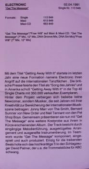 Electronic - Get The Message / Free Will - 7"
