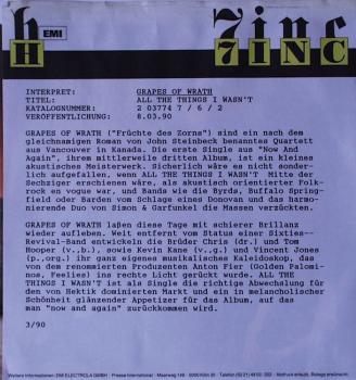 Grapes Of Wrath, The - All The Things I Wasn't / I Can Tell - 7"