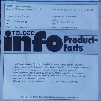 Pinkees, The - Danger Games / Keep On Loving You - 7"