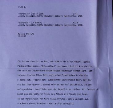 Plan B - War Child (Radio Edit) / (LP Remix) - 7"