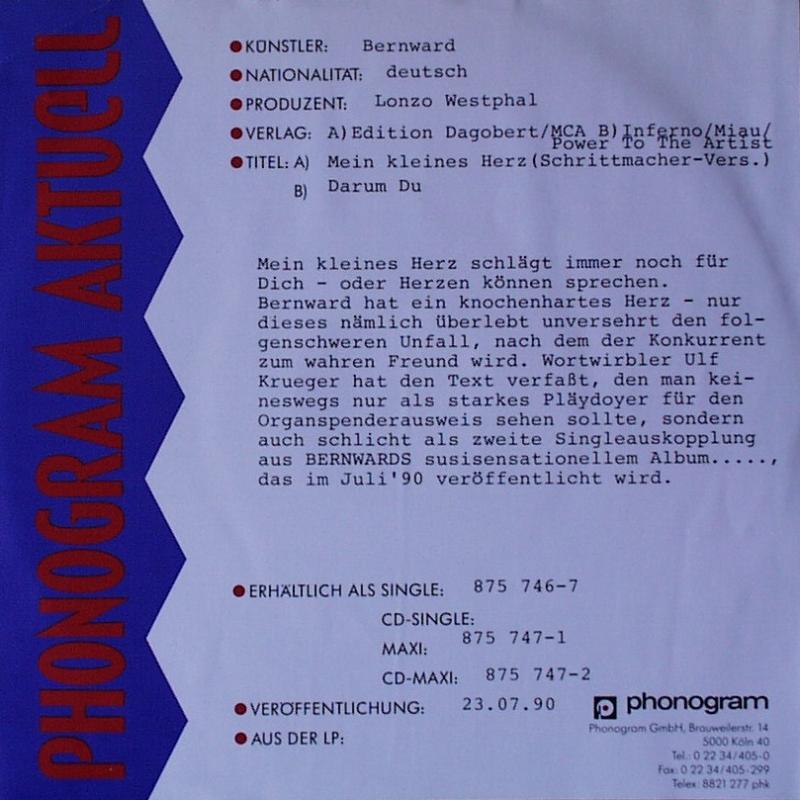 Büker, Bernward - Mein Kleines Herz / Darum Du - 7"