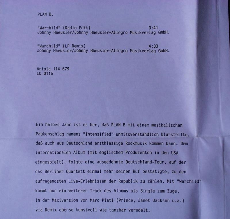 Plan B - War Child (Radio Edit) / (LP Remix) - 7"