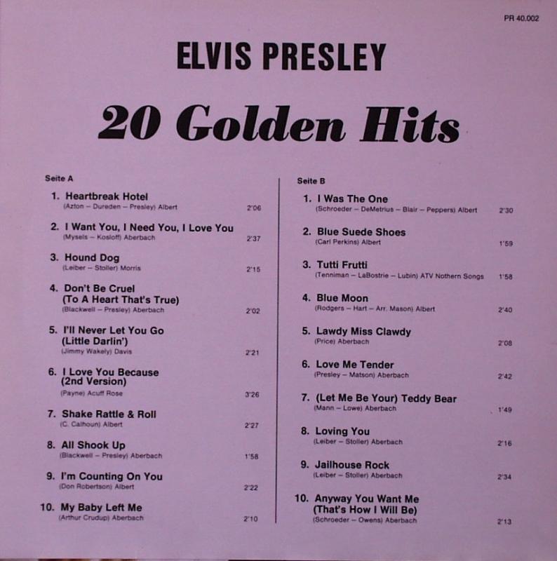 Presley, Elvis - 20 Golden Hits - LP