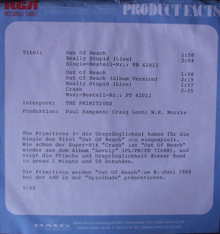 Primitives, The - Out Of Reach / Really Stupid - 7"