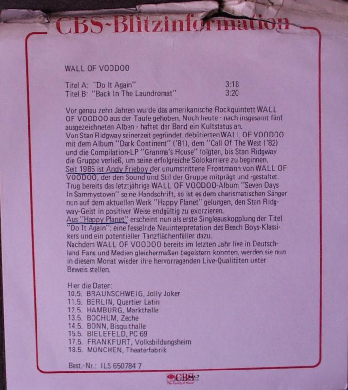 Wall Of Voodoo - Do It Again / Back In The Laundromat - 7"